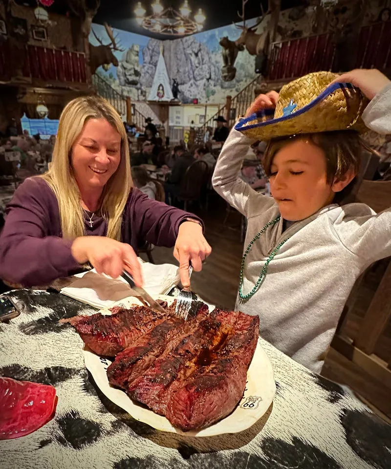 The Big Texan 72oz steak challenge table